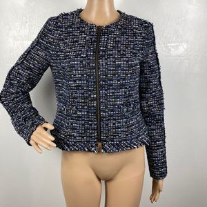 Banana Republic Textured Tweed Cropped Zip Up Blazer Jacket size 2